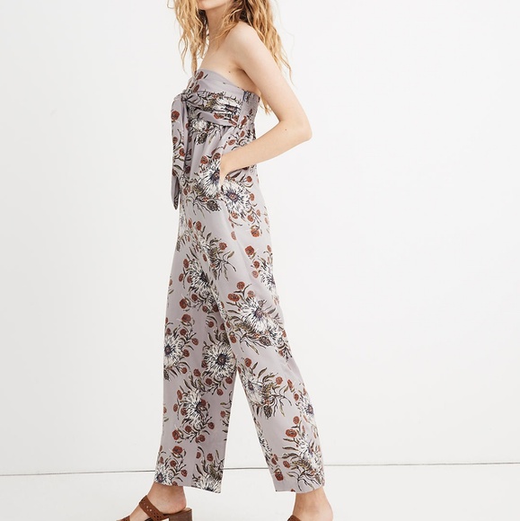 NWT Madewell Strapless Tie Front Floral Jumpsuit - Picture 1 of 5